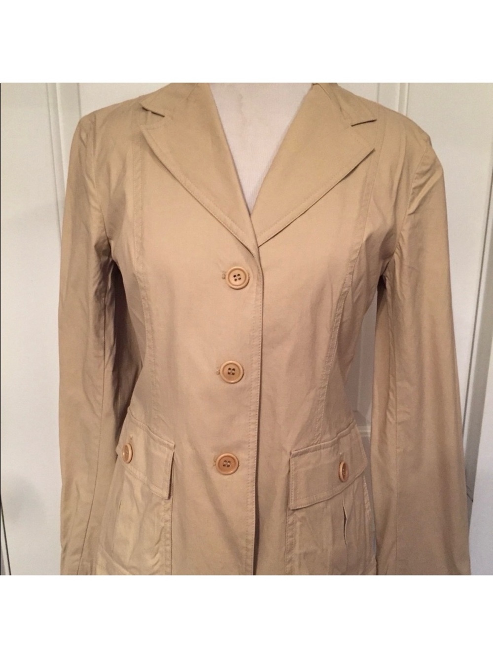 THEORY JACKET BLAZER TAN FITTED LONG SLEEVE LAPELS Size S